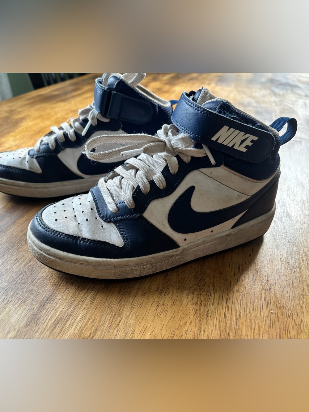 Nike Kids Navy and White High-Top Sneakers